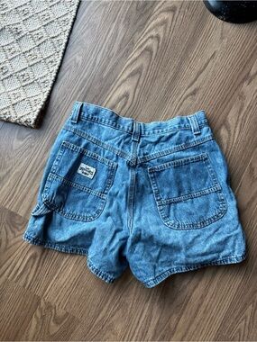 High-Rise Lee dungarees Blue Denim Women's Jean Shorts with Patch Pockets